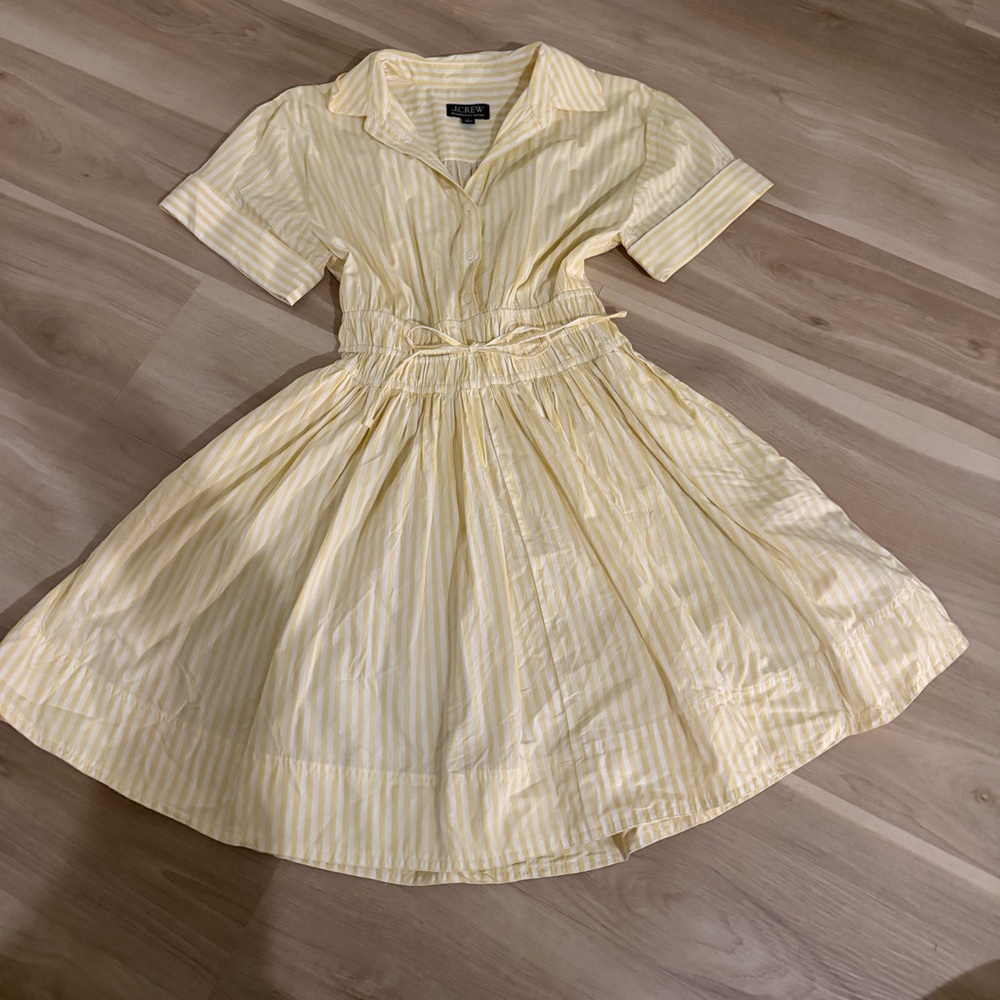 J. Crew Elena mini shirt-dress in striped cotton poplin